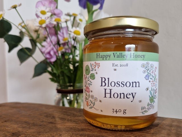 A jar of Happy Valley blossom honey in the shop